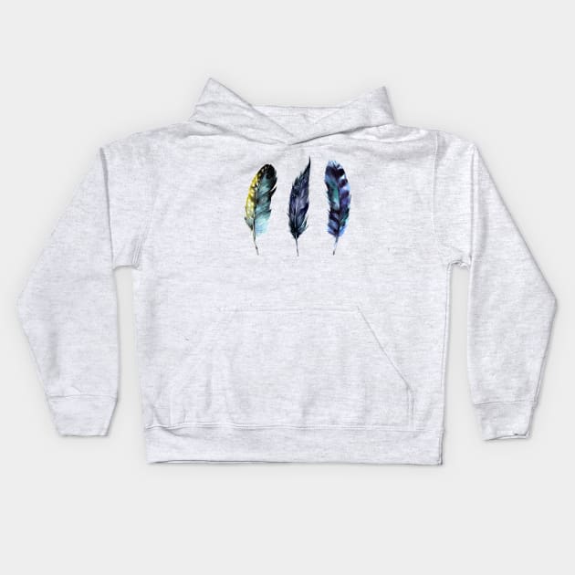 Feathers on Stripes Kids Hoodie by machare